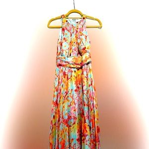 AUTHENTIC Badgley Mischka Collection floor length floral chiffon dress. Size 2